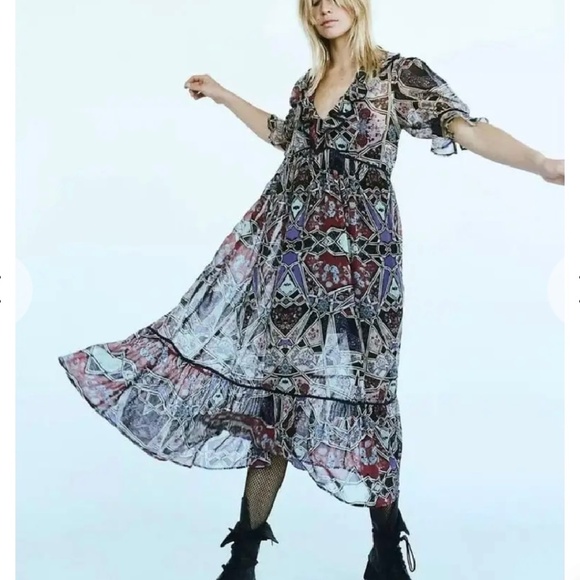 Free People Carmella Printed Maxi Dress Size S. NWT - Picture 3 of 12